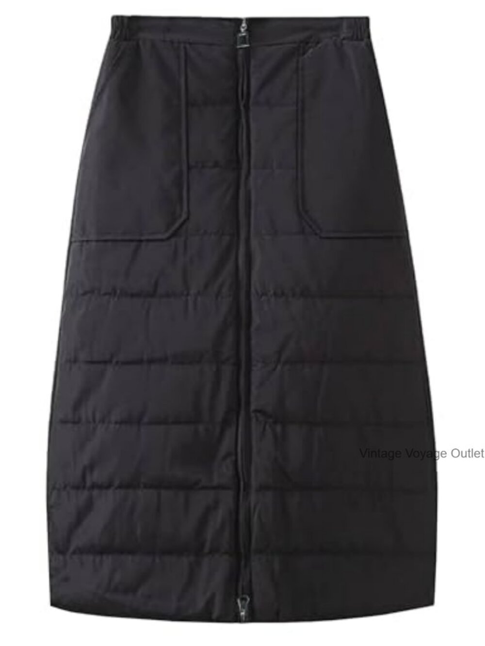 Womens Quilted Puffer Midi Skirt A-Line Insulated Winter Warm